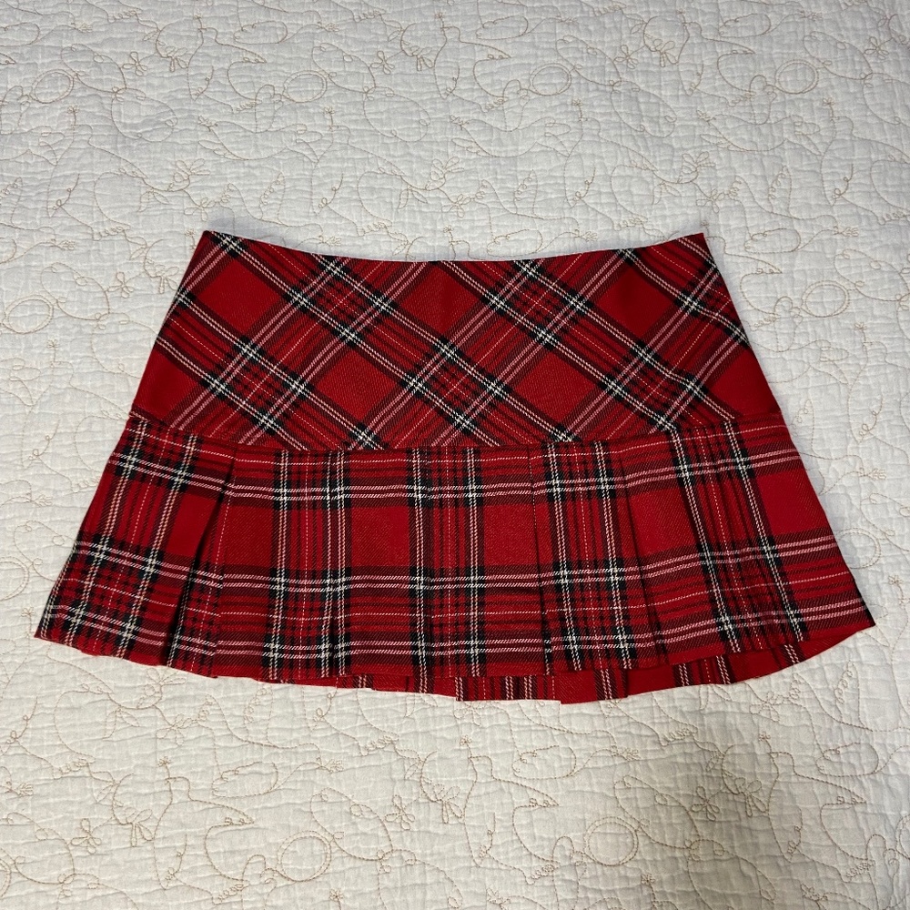 Wet Seal y2k women's red plaid pleated mini skirt size xs